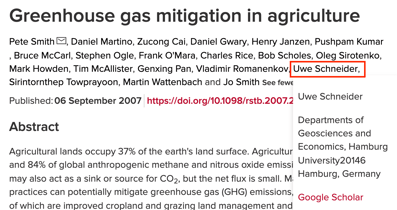 Example affiliation text from a journal article